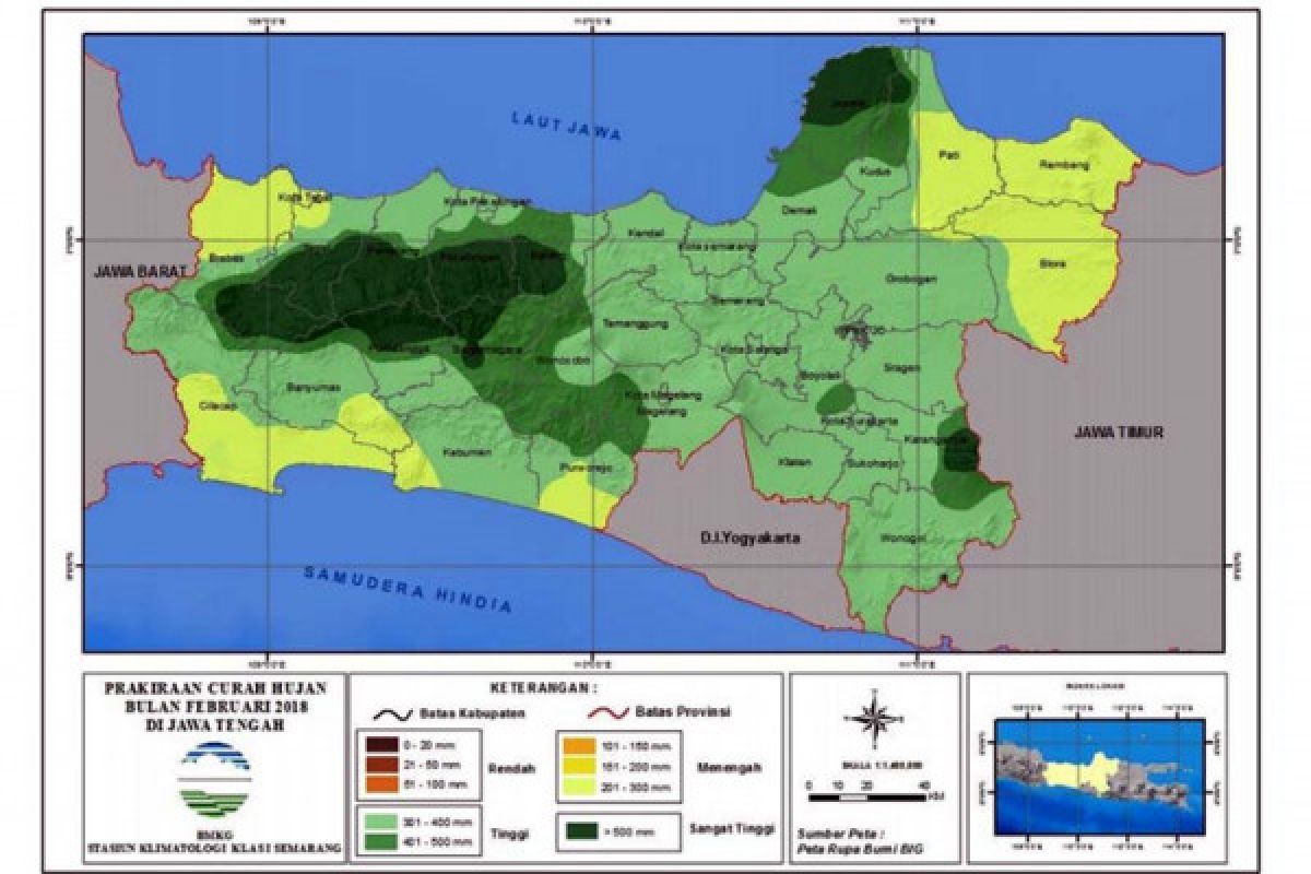 BMKG: Puncak hujan menurun di akhir Februari 2018