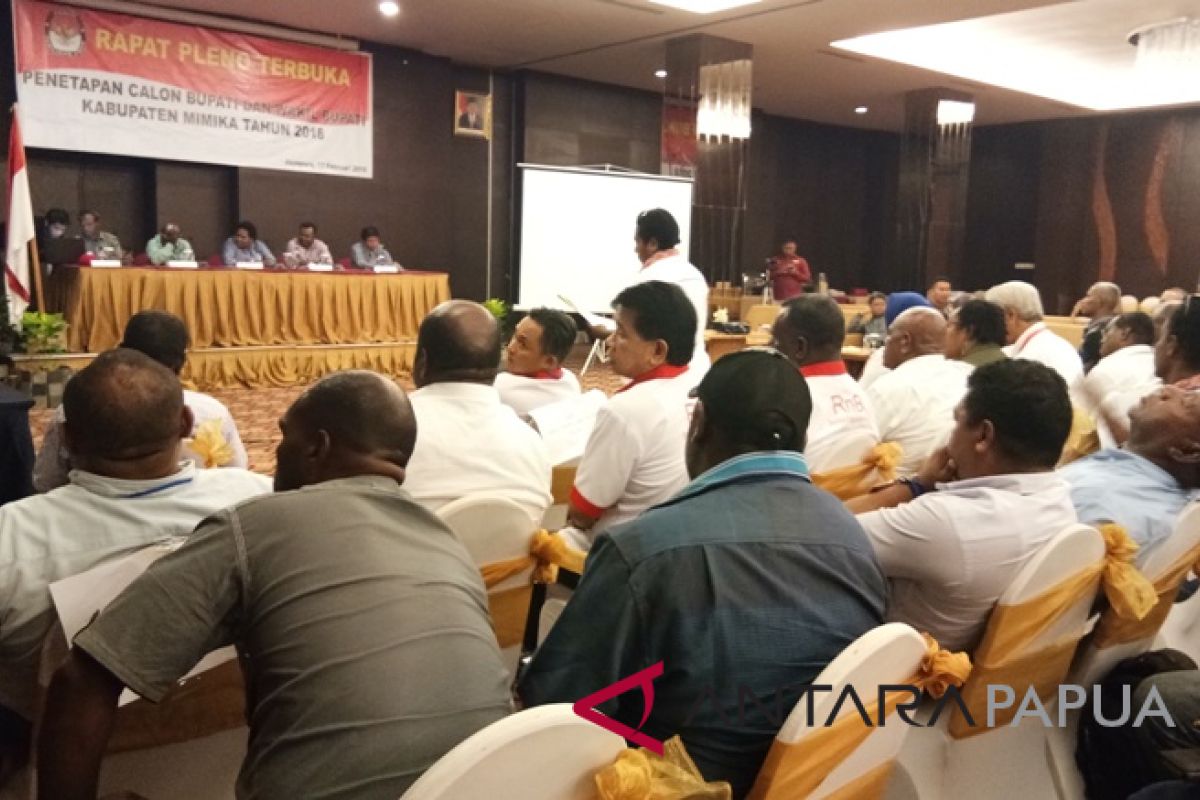 Rapat pleno penetapan paslon pilkada Mimika berlangsung alot