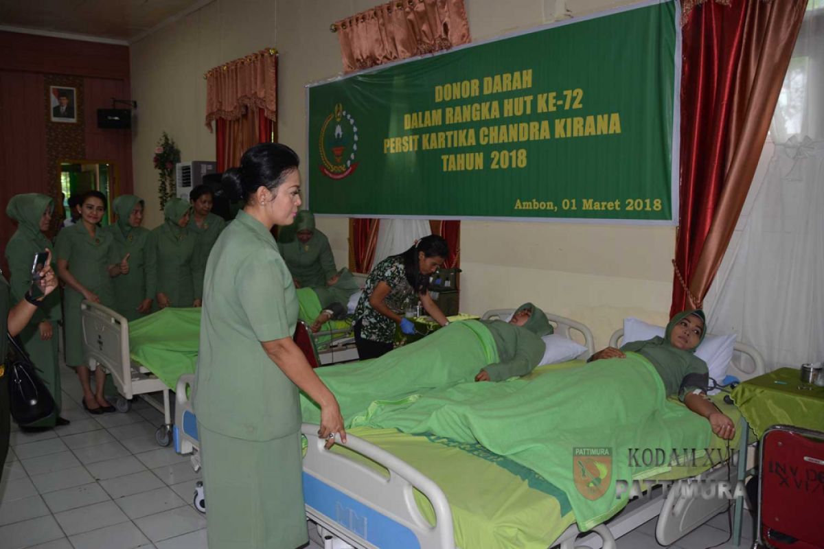 Kodam Pattimura gelar donor darah HUT Persit