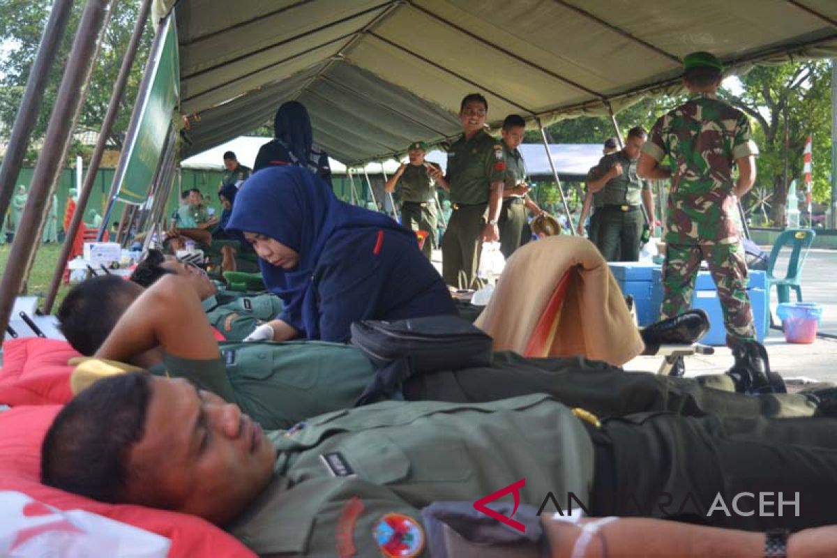 Kodim Aceh Utara donor darah jelang HUT TNI