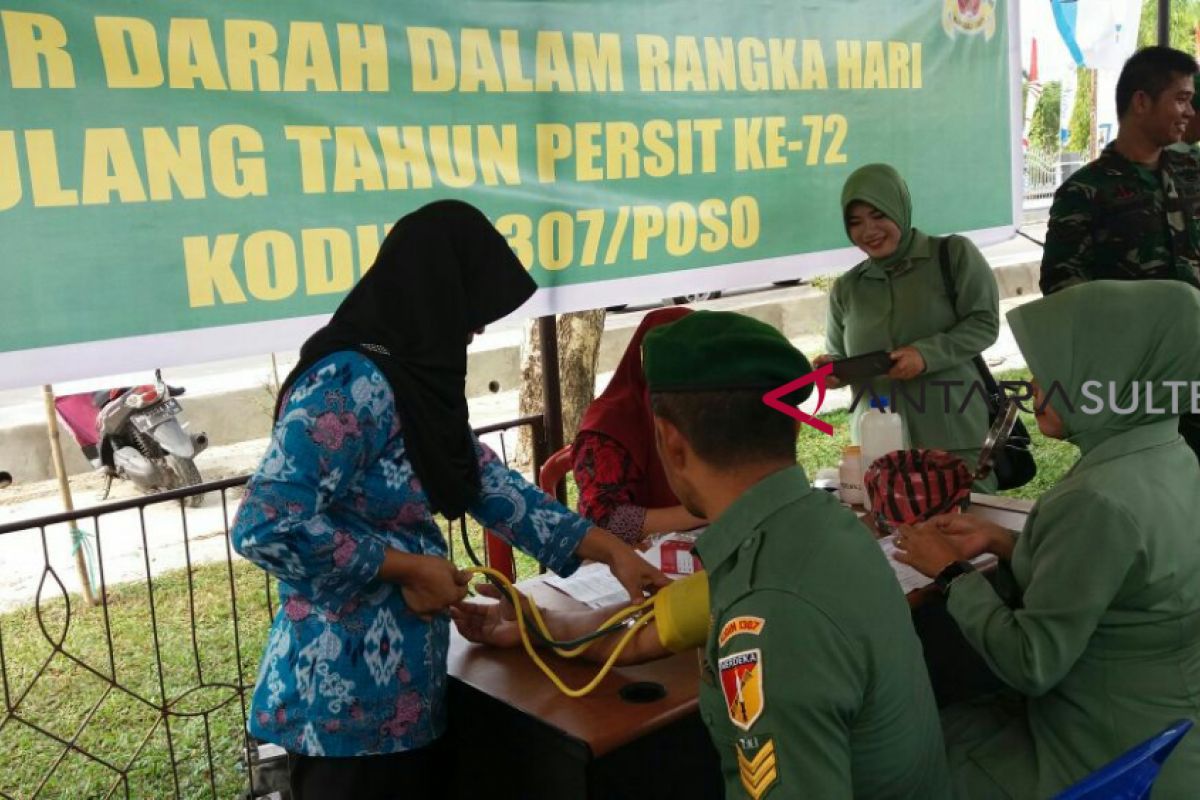 HUT Persit Kodim Poso Gelar Donor Darah