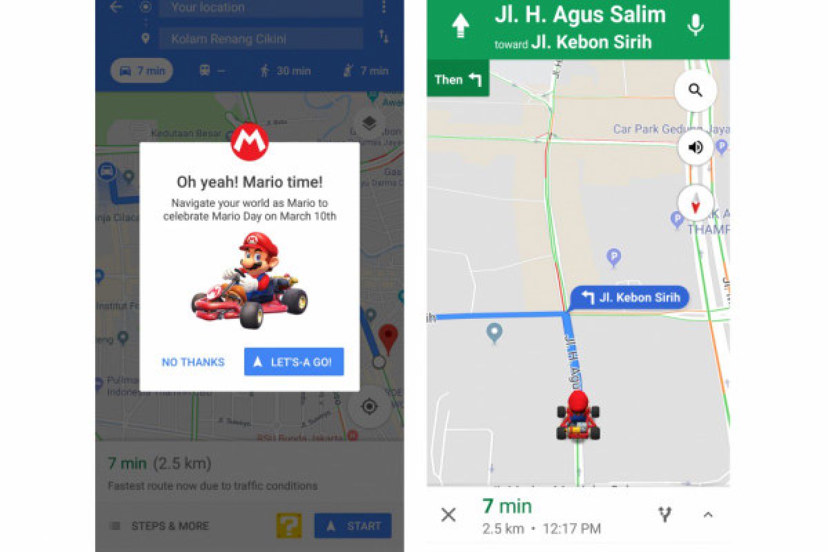 Mario Bros jadi navigator Google Maps hari ini