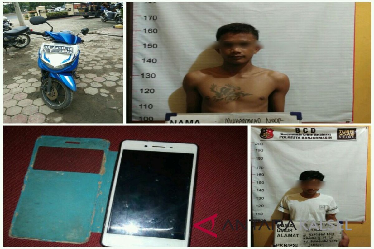 Polisi bekuk dua tersangka jambret handphone