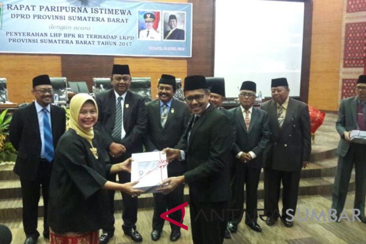 Pemprov Sumbar raih WTP enam kali berturut-turut, sejak 2012-2017