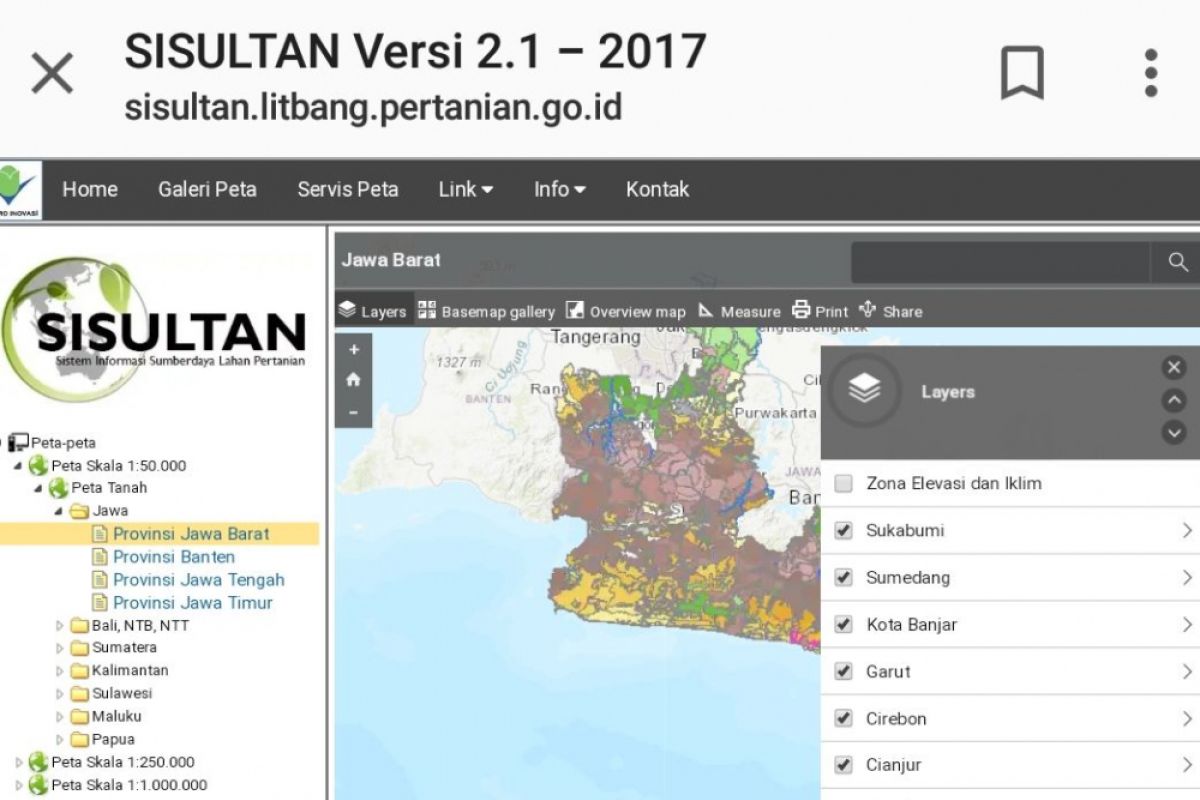Peta lahan pertanian Indonesia kini tersedia online