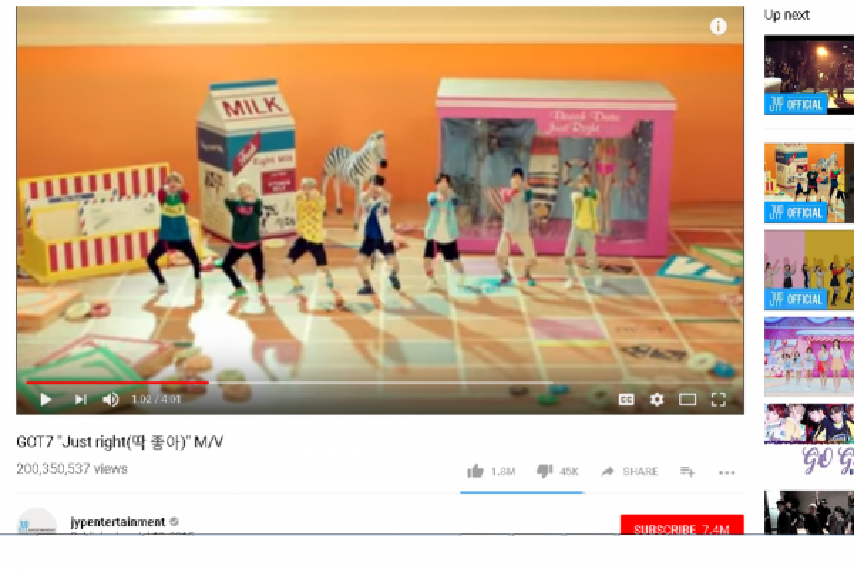 "Just Right" GOT7 lampaui 200 juta penayangan di YouTube