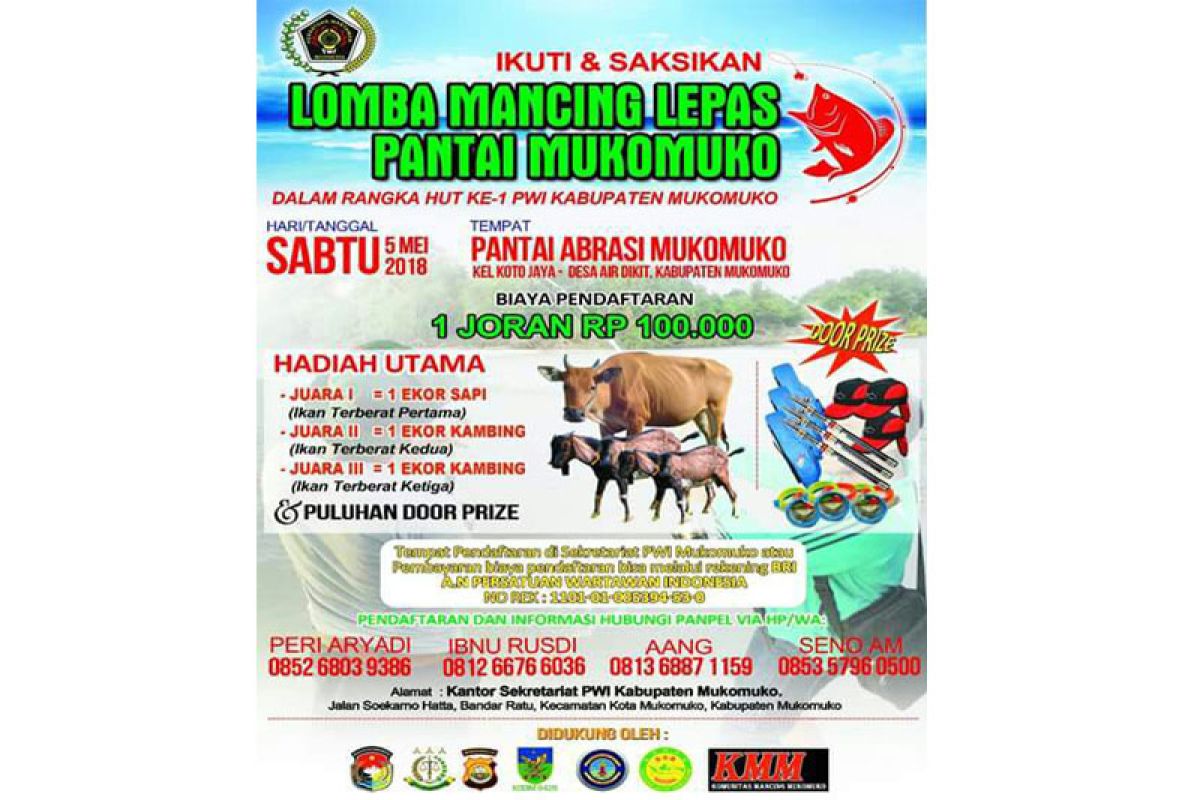 PWI Mukomuko gelar lomba mancing berhadiah sapi-kambing