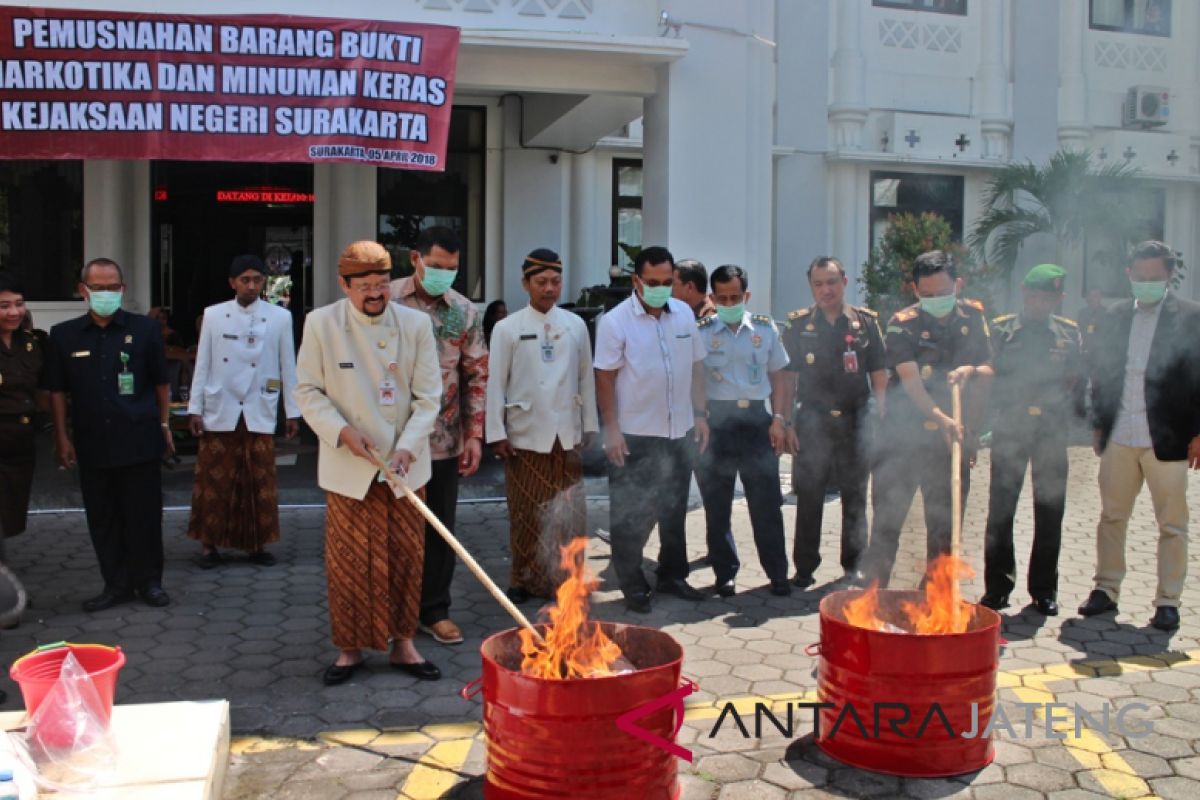 Kejari Surakarta musnahkan seratusan barang bukti kejahatan