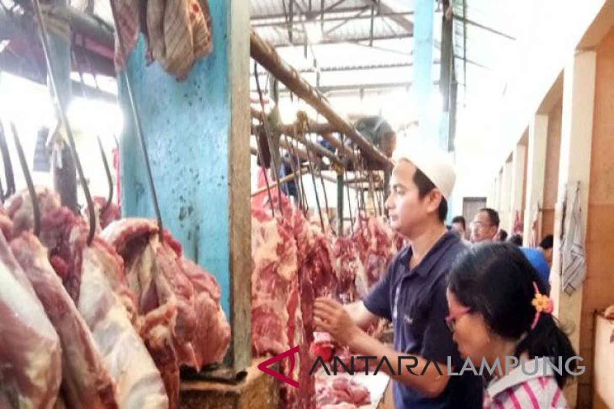 Stok banyak harga daging di Bandalampung bertahan