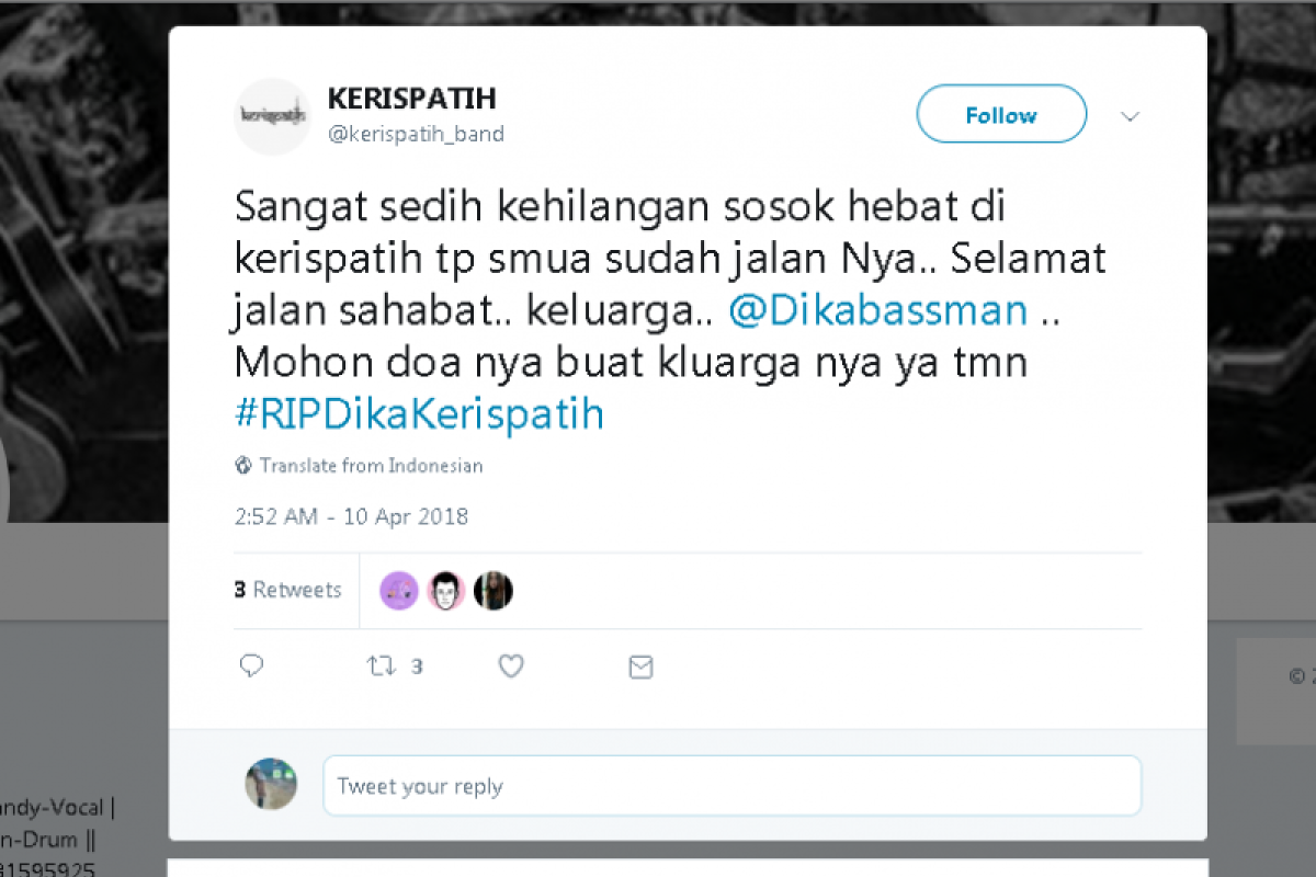 Andika Kerispatih meninggal dunia