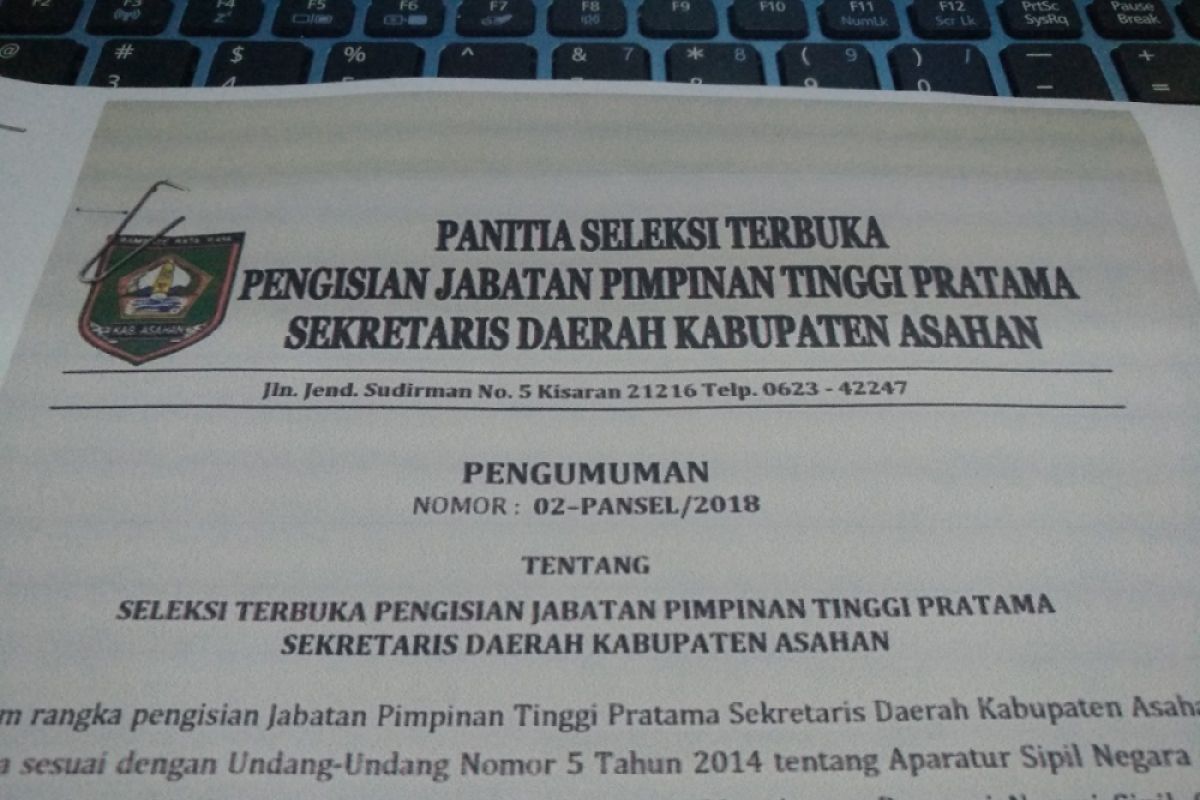 Pemkab Asahan Lakukan Pelelangan Jabatan Sekretaris Daerah