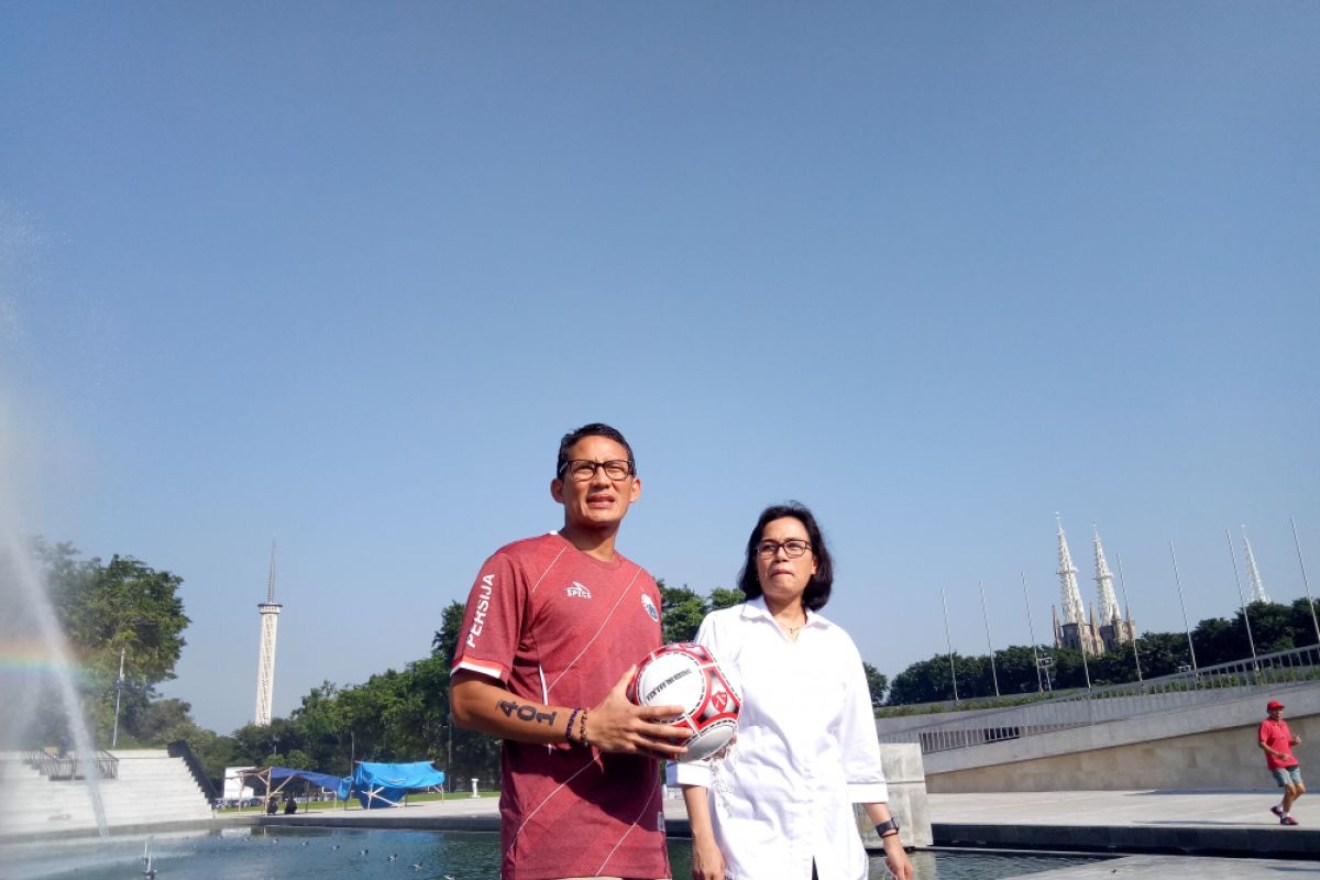 Sandiaga Uno ajak Sri Mulyani lihat perkembangan Lapangan Banteng