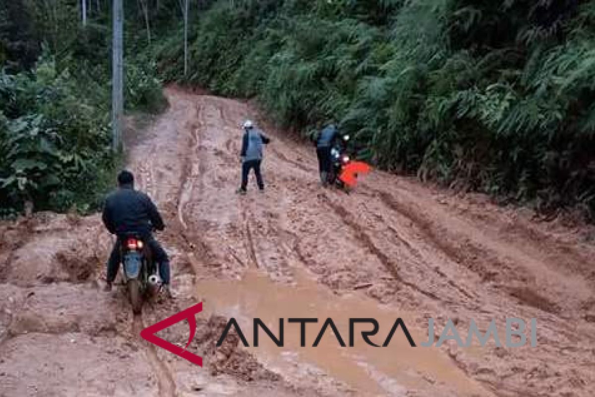 Kerusakan jalan Panca Karya-Meribung parah