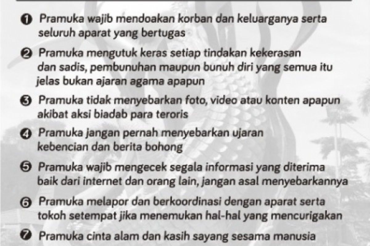 Delapan Arahan Pramuka Sikapi Aksi Teroris