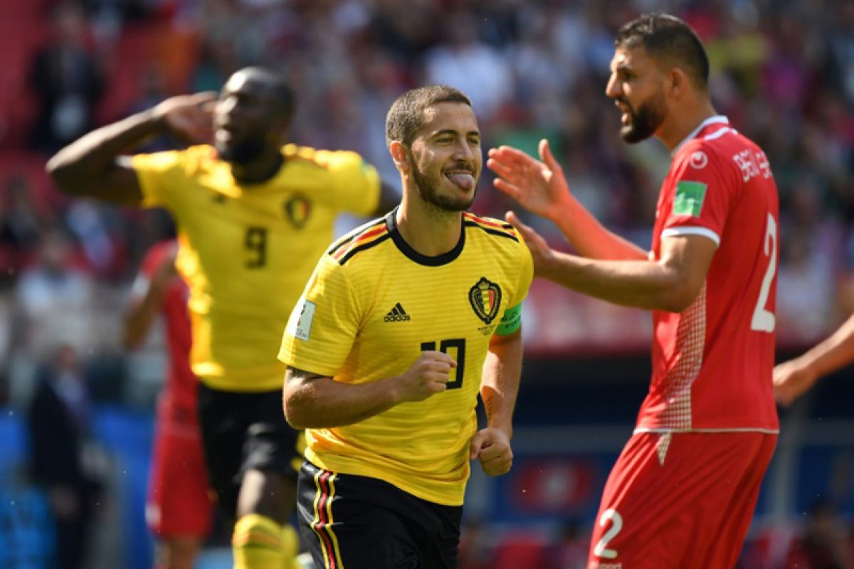 Deretan foto Lukaku-Hazard saat Belgia gilas Tunisia 5-2