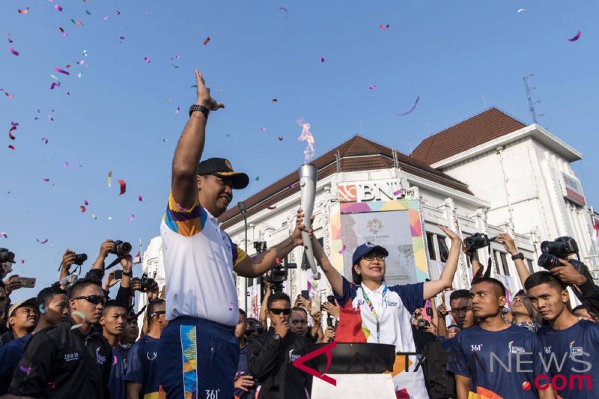 Asian Games - torch of Asian Games arrives in Blitar