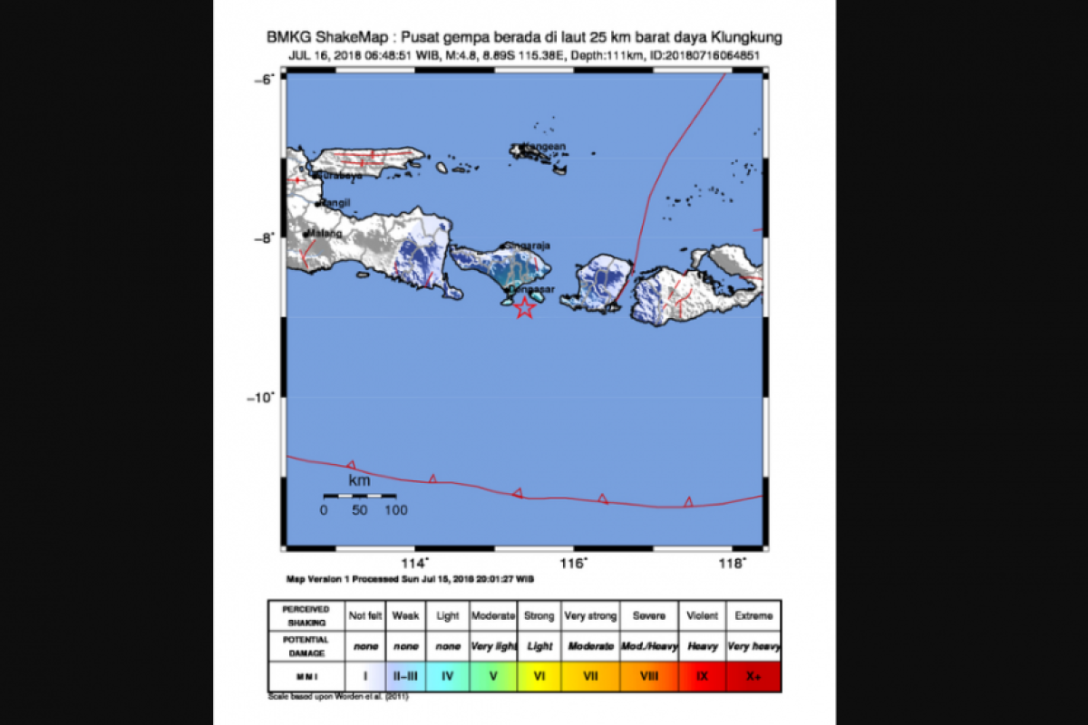 Gempa Tektonik guncang Bali dan NTB