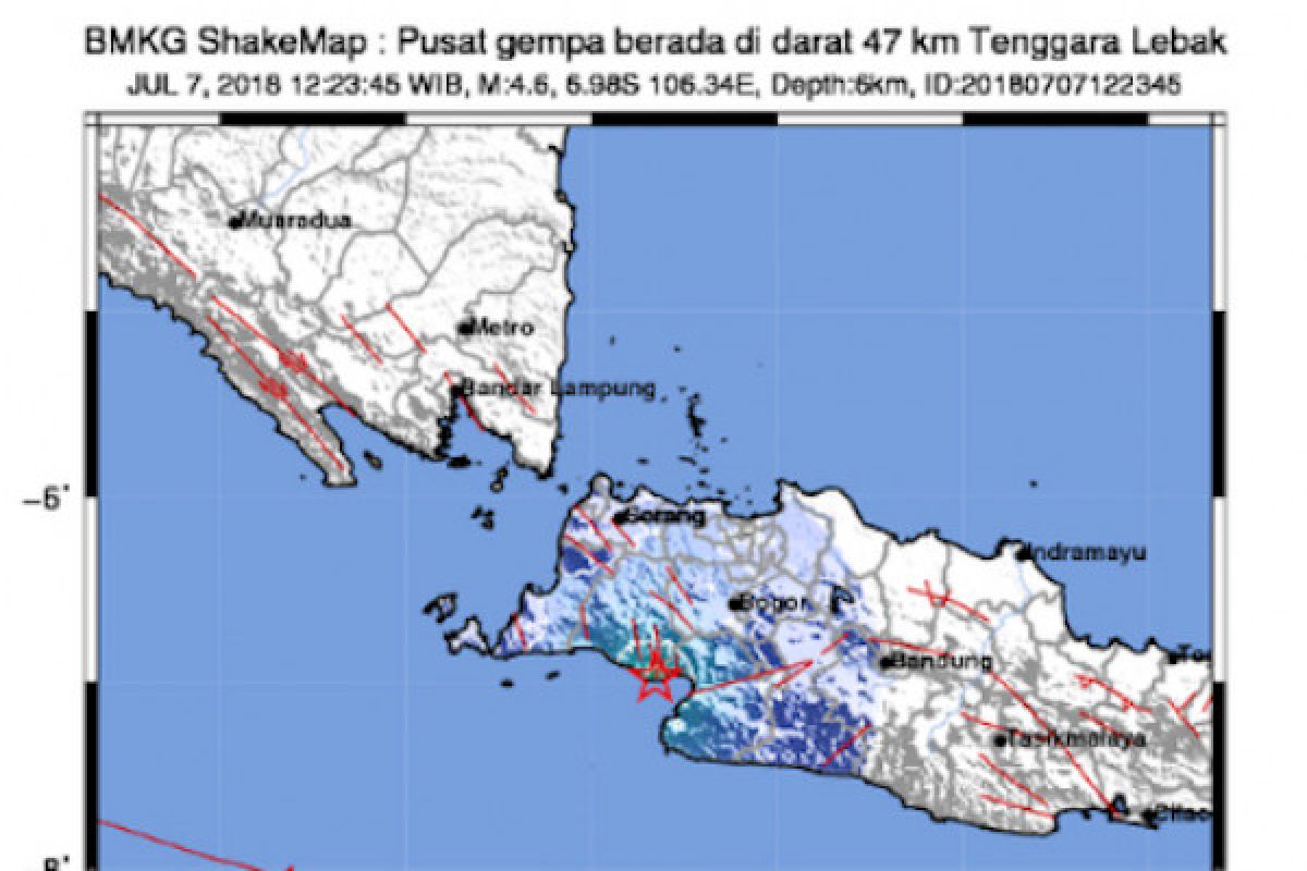 Gempa Lebak 5,2 SR belum ada kerusakan