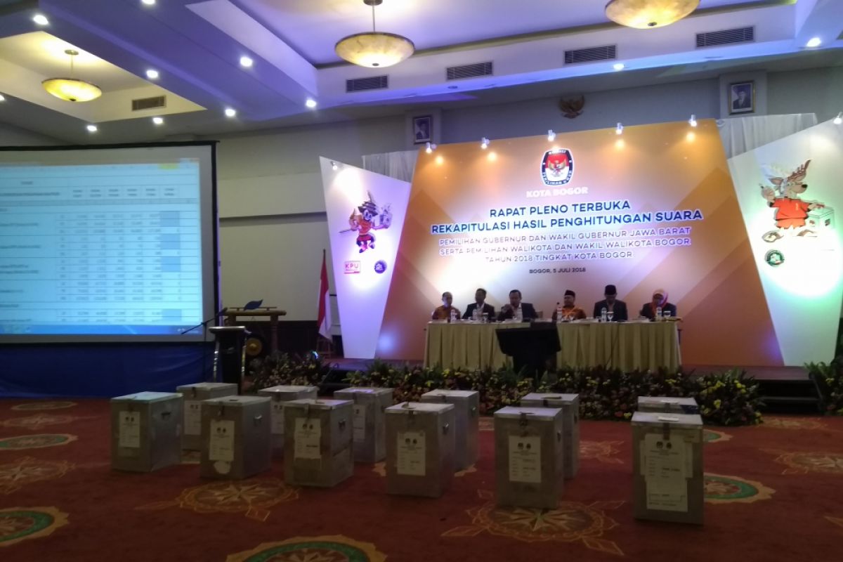 Rapat pleno hasil rekapitulasi di KPU Bogor berjalan kondusif