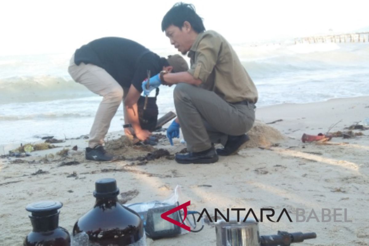 Tim Penegakan Hukum KLHK periksa limbah yang mencemari Pantai Teluk Pikat
