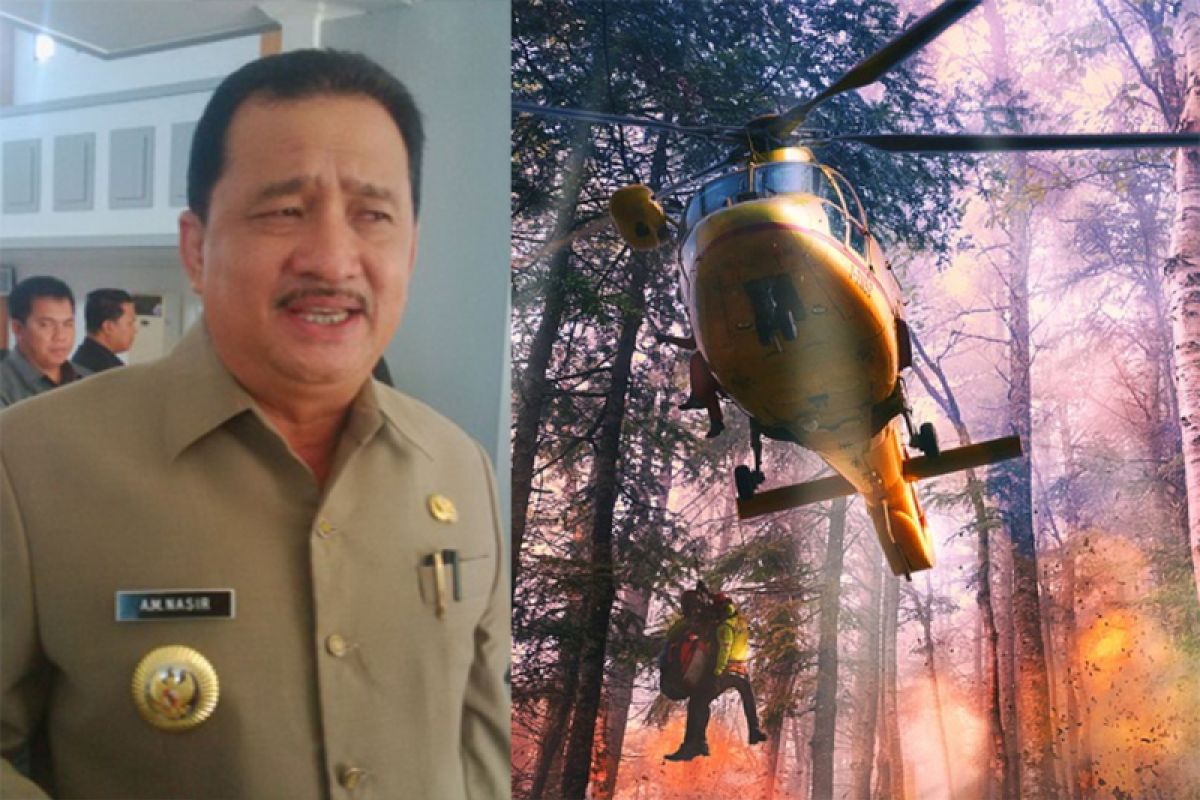 Kebakaran  di puncak bukit, bupati minta bantuan helikopter