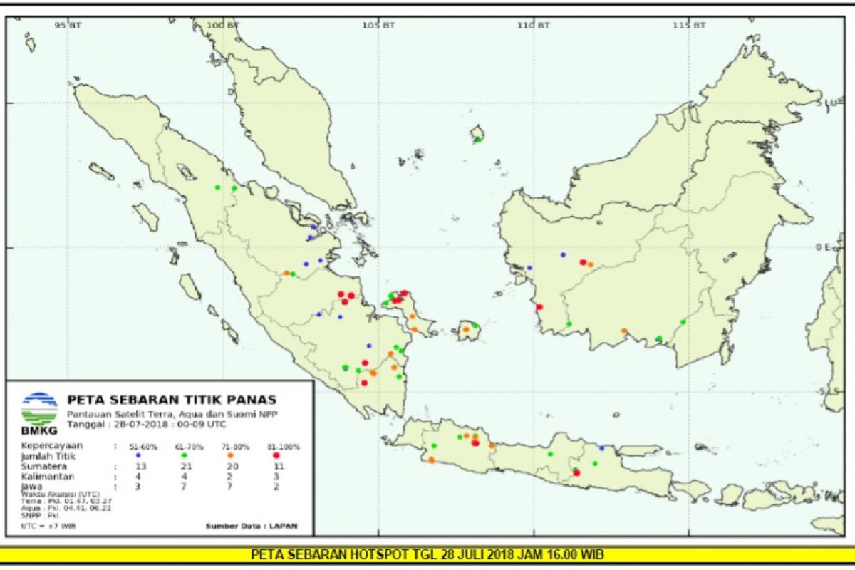 Sabtu sore, terpantau 10 hotspot di Jambi