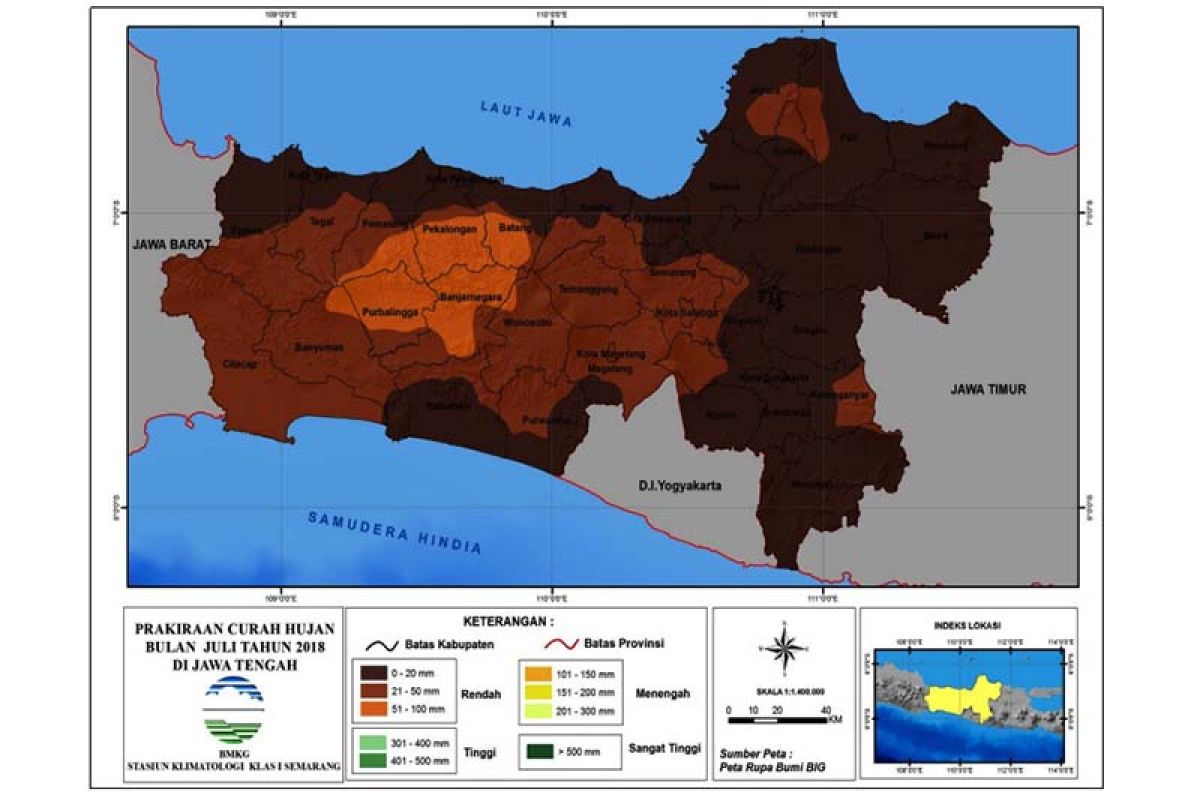 Seluruh wilayah Jateng diprakirakan masuki musim kemarau