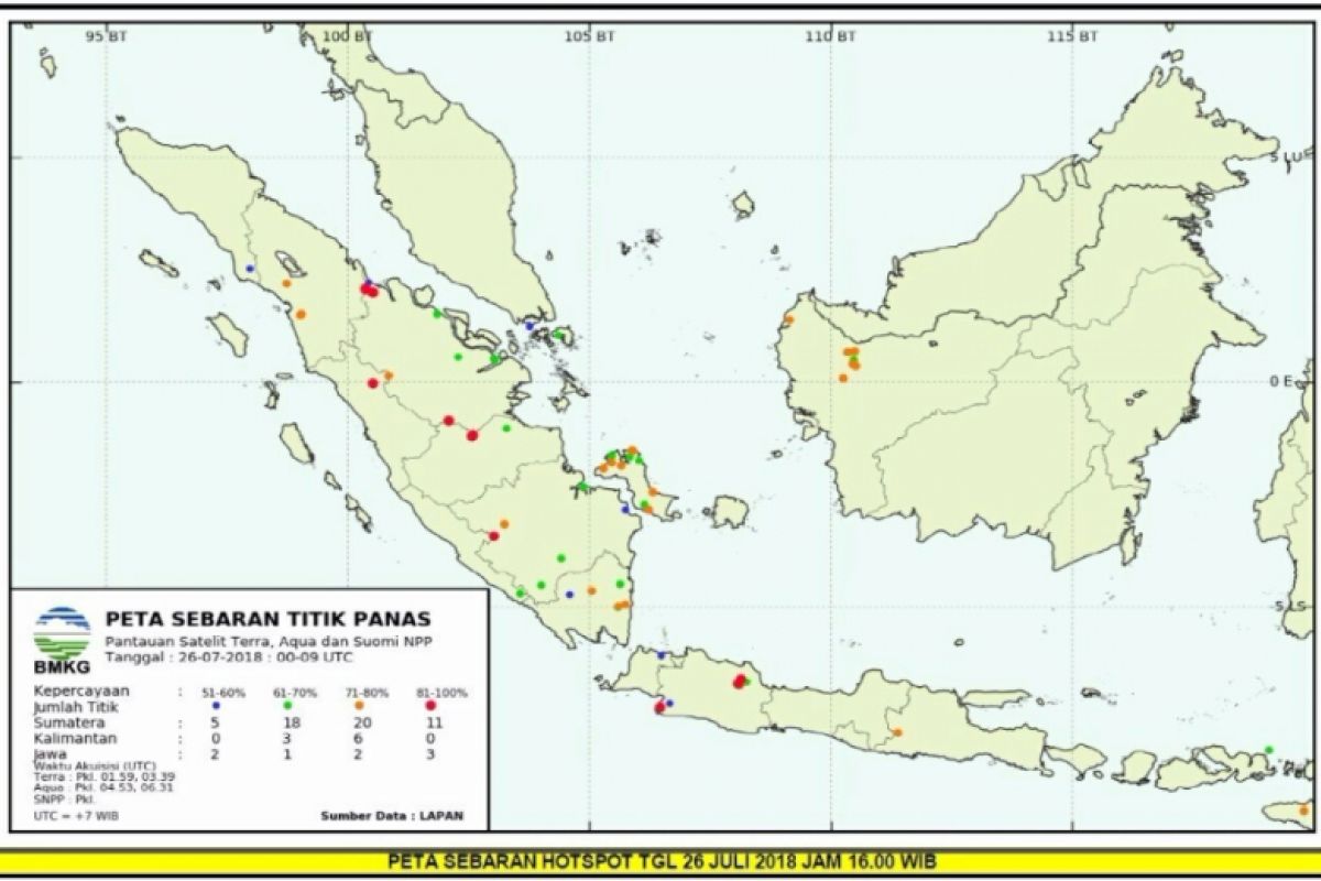 BMKG pantau lima hotspot di Jambi