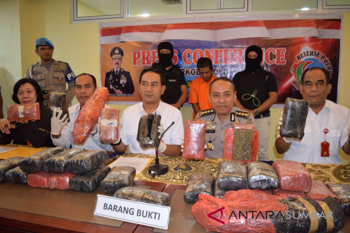 Tukang ojek di Pesisir Selatan ditangkap ketahuan simpan ganja puluhan kilogram