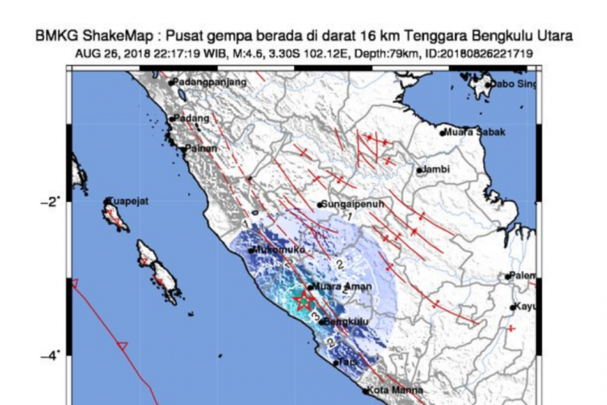 North Bengkulu jolted by 5.1 magnitude earthquake