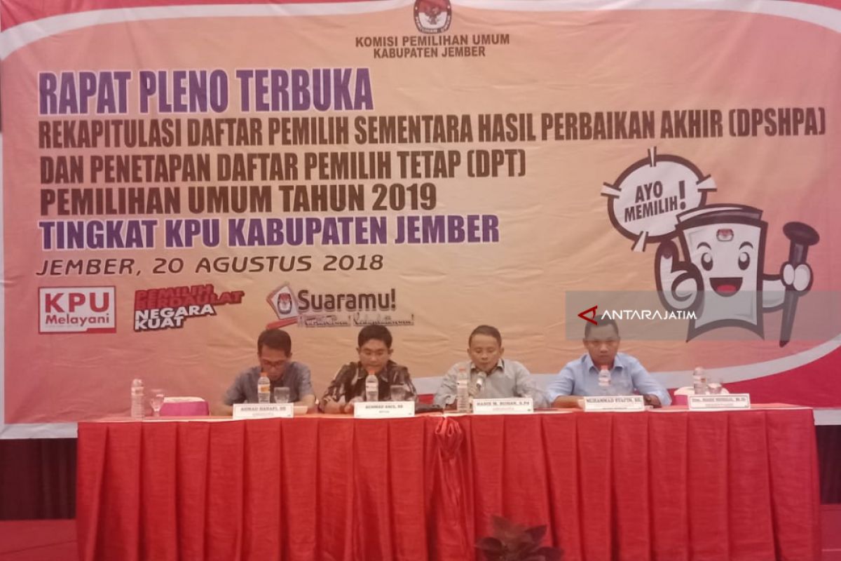 DPT Pemilu 2019 di Jember Ditetapkan 1.832.142 Pemilih