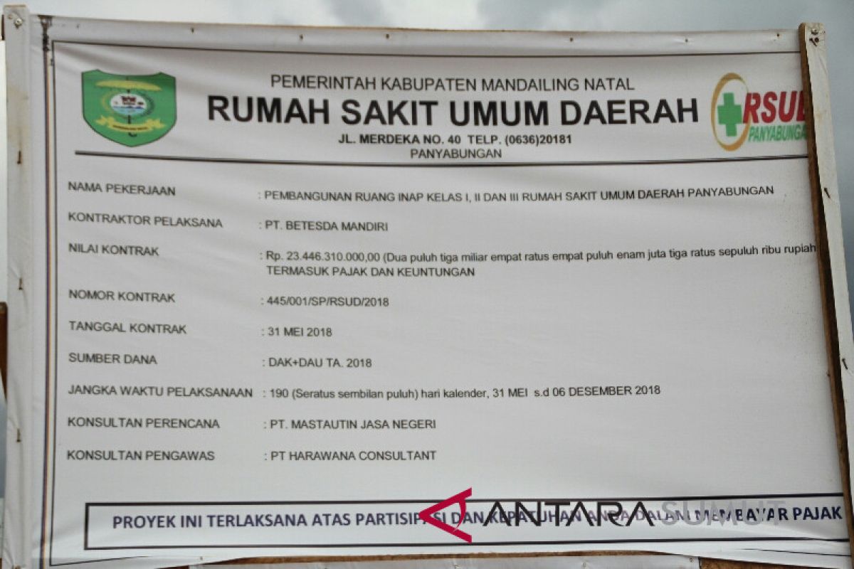 Pembangunan RSUD Panyabungan dilaksanakan secara bertahap