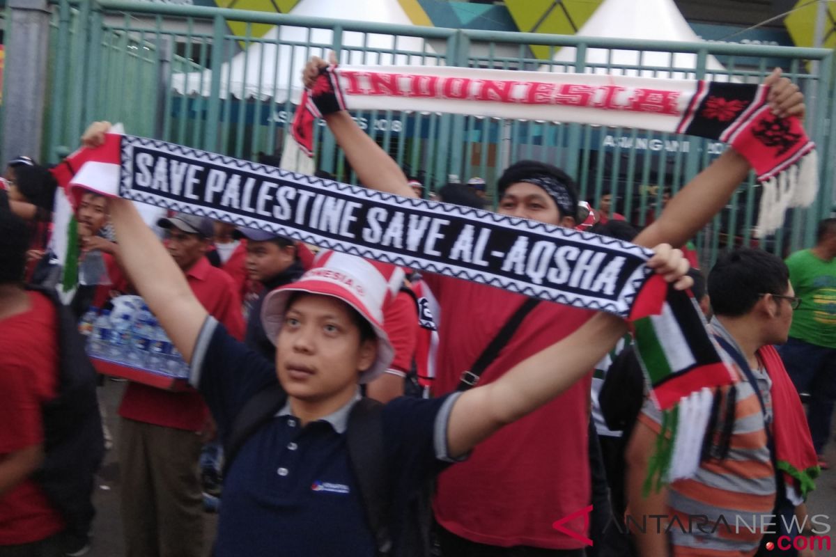 Pendukung Indonesia tunjukkan semangat solidaritas Palestina