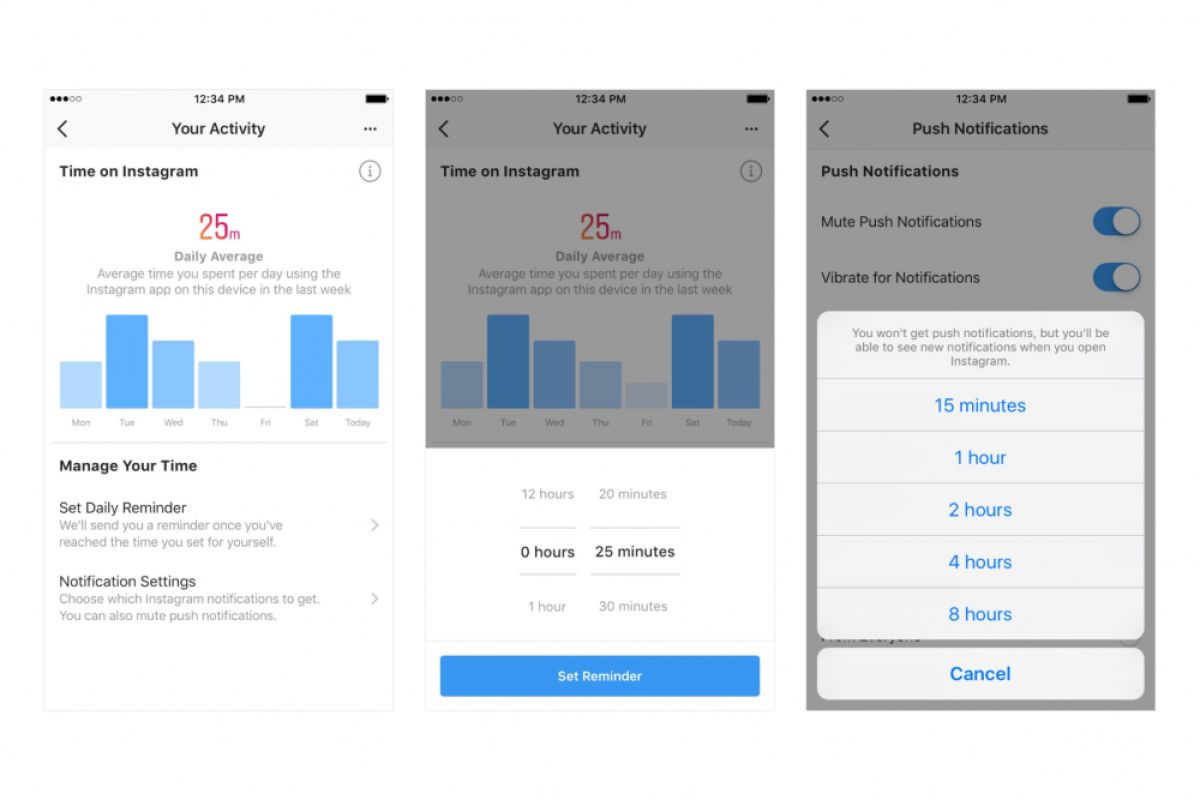 Activity Dashboard, pengingat waktu bermain Instagram