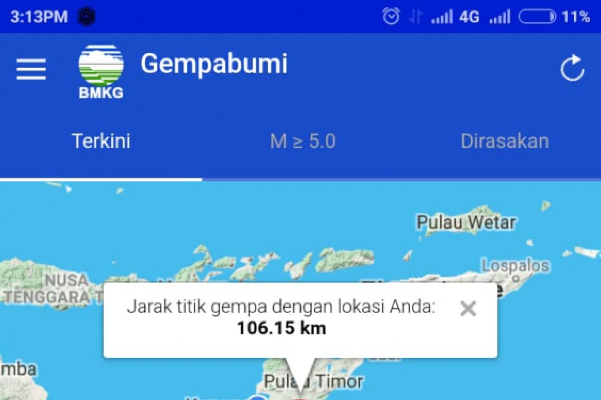 4.8-magnitude earthquake jolts northwest kupang, ntt