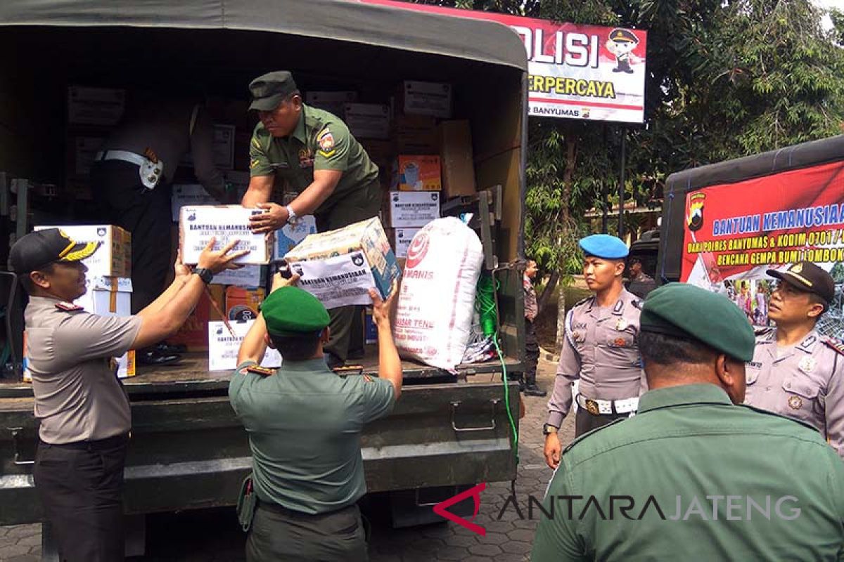 Kodim-Polres Banyumas kirim bantuan korban gempa Lombok