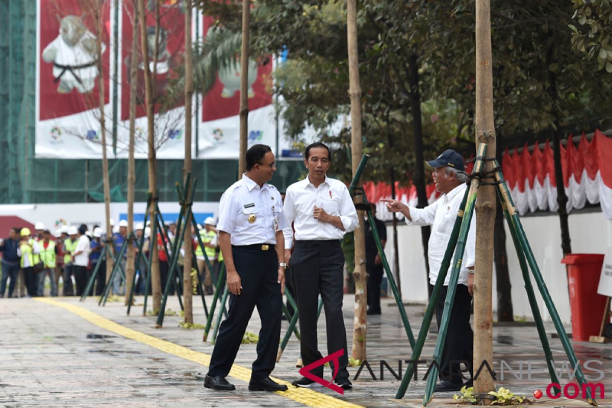 Asian Games - Jokowi checks Jakarta city infrastructure