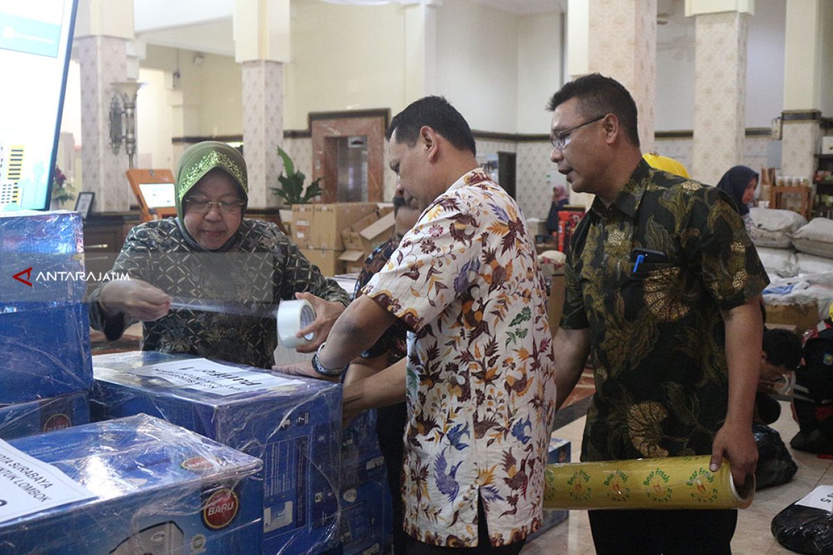 Pemkot Surabaya Kirim 709 Pak Bantuan Korban Gempa Lombok