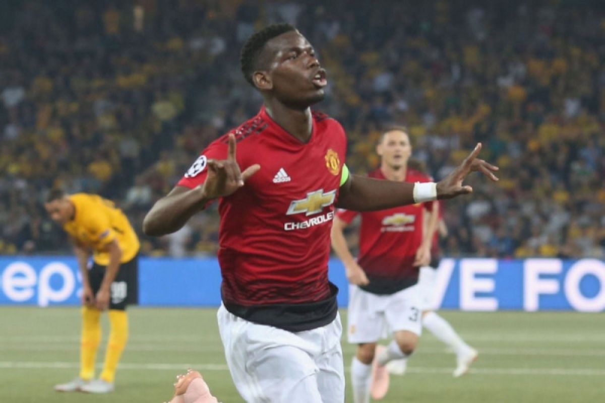 Dwigol Pogba antar United tundukkan Young Boys 3-0