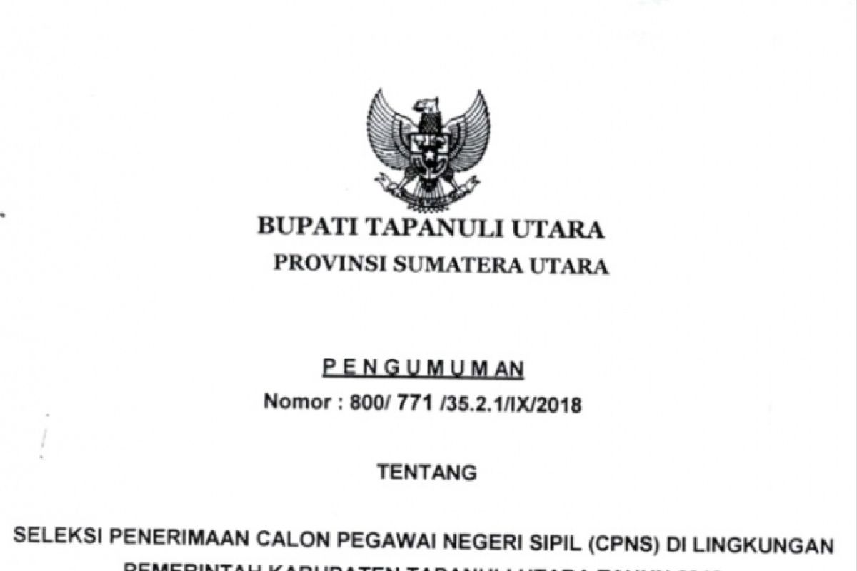 Pemkab Taput buka penerimaan 210 formasi CPNS