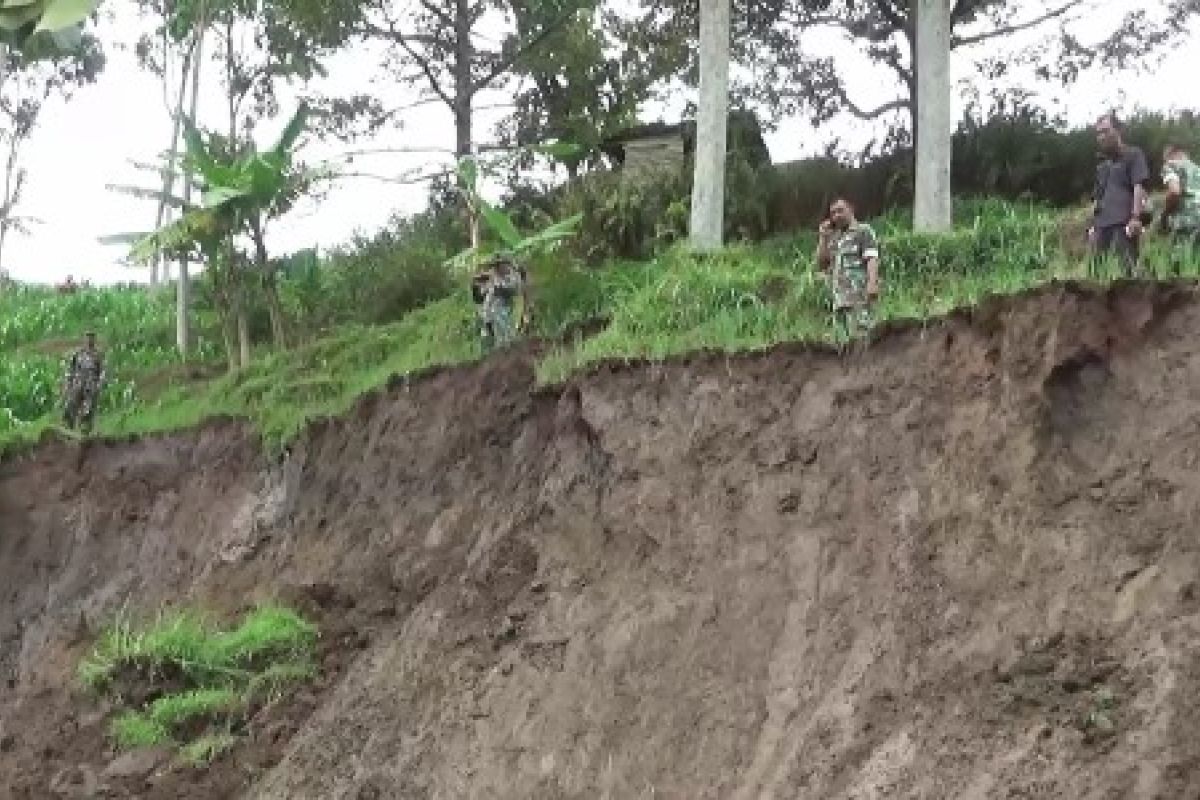 Lereng Gunung Lawu di Ngawi Longsor Rusak Lahan Pertanian