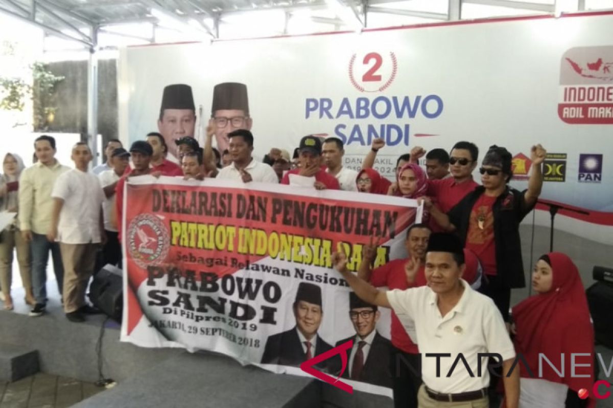 Relawan Patriot deklarasi dukung Prabowo-Sandiaga