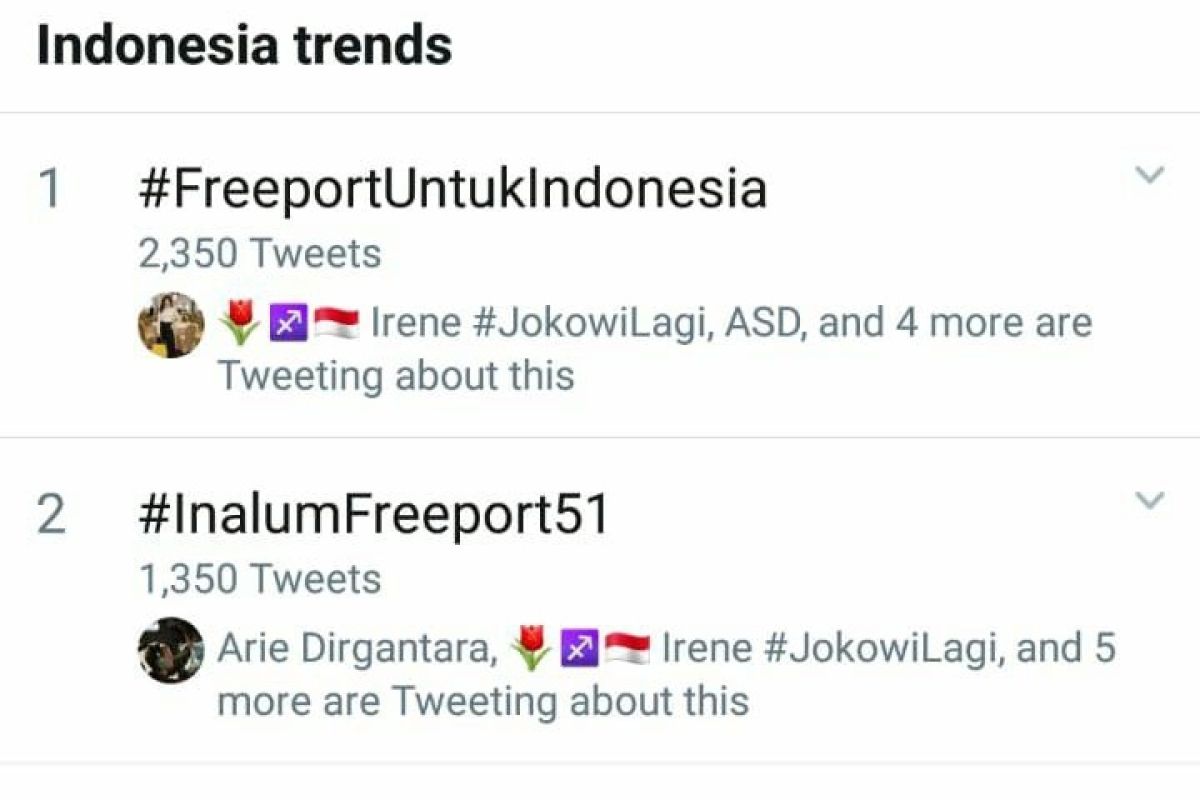 Berita Indonesia kuasai Freeport jadi "trending topic"