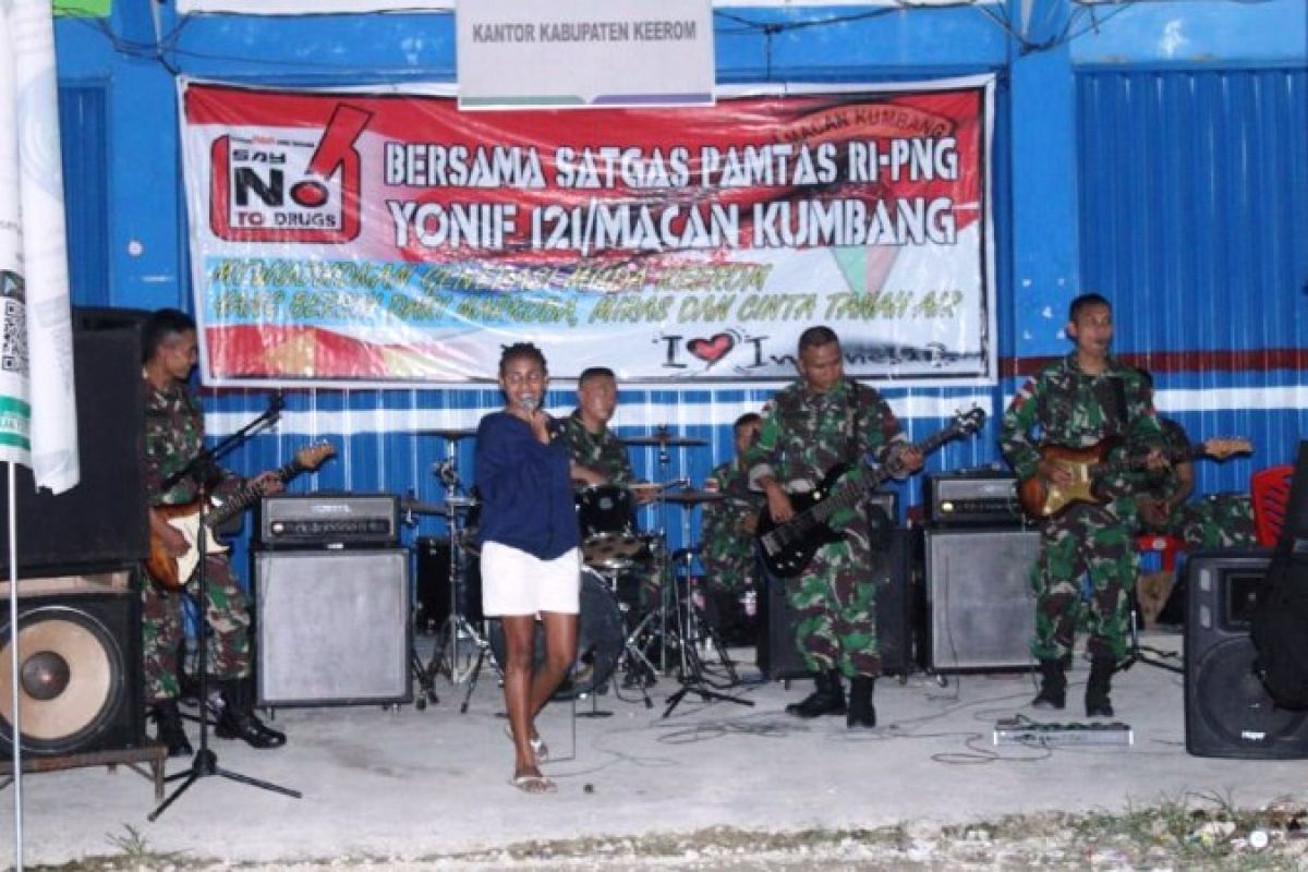 Yonif 121/MK gelar pentas musik di perbatasan RI-PNG