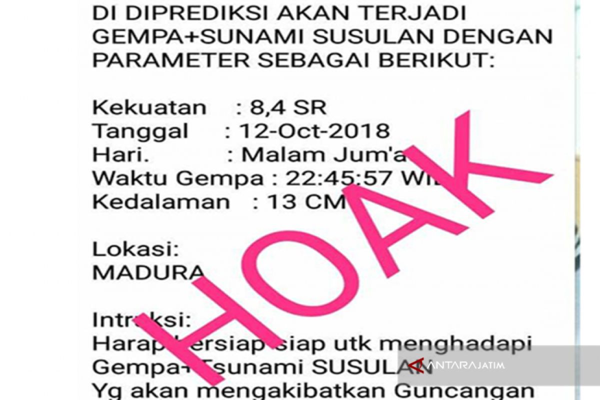 BPBD Pamekasan Nyatakan Kabar Gempa Susulan 8,4 SR adalah Bohong