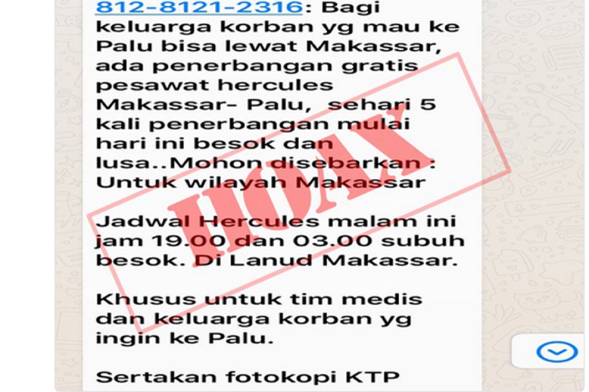 Empat penyebar hoaks berkaitan gempa Palu teridentifikasi