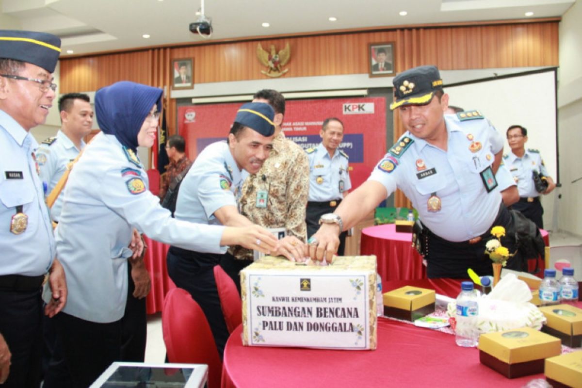 Kanwilkumham Jatim Galang Dana Korban Gempa