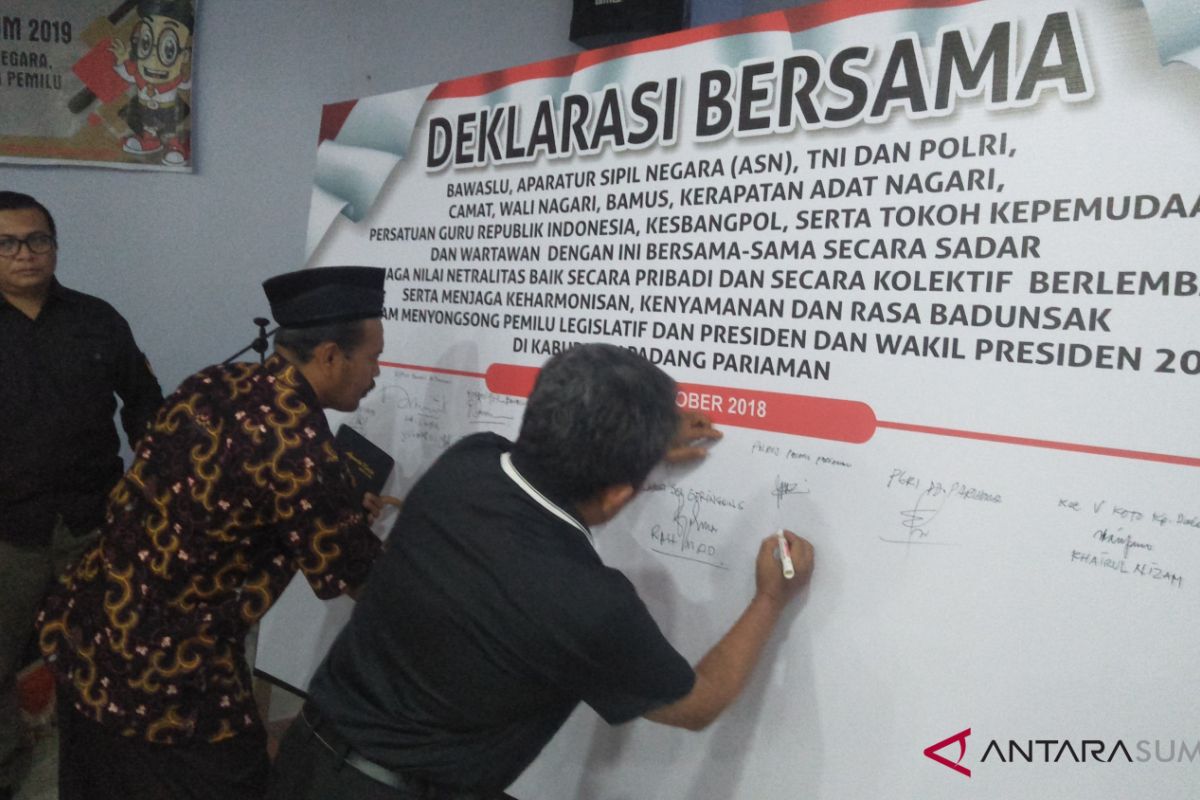 Sejumlah pihak deklarasikan netralitas pemilu di Padang Pariaman