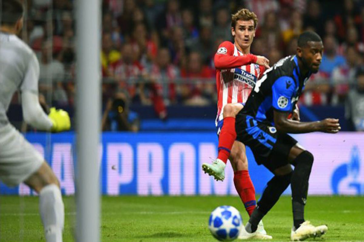 Atletico hajar Brugge, Griezmann sumbang dua gol