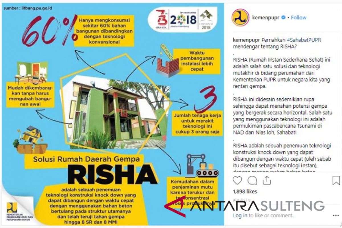 Kementarian PUPR akan bangun "Risha" di Sulteng (vidio)